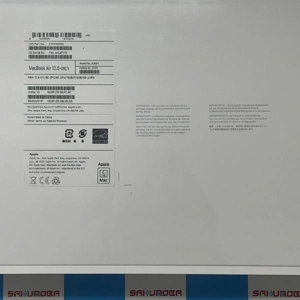MacBook Air M2 2022 512GB Z15Y0006J A2681 新品未開封 スターライト