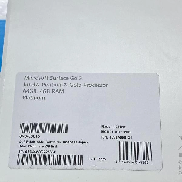 Microsoft Surface Go 3 Wi-Fiモデル  4GB 64GB B8V6-00015 極美品