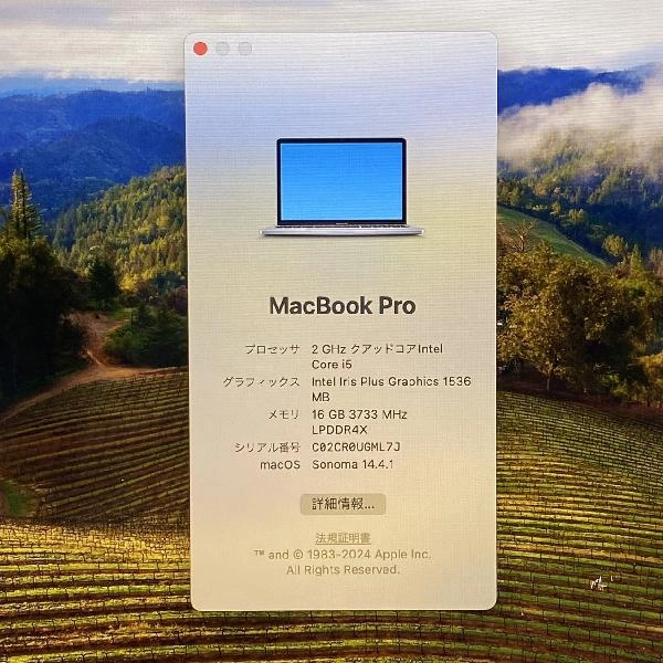 MacBook Pro 13インチ 2020 Thunderbolt 3ポートx4  16GB 1TB A2251 極美品 スペースグレイ