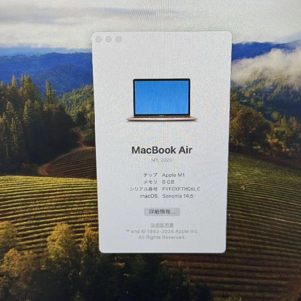 MacBook Air M1 2020 256GB A2337 極美品 ゴールド