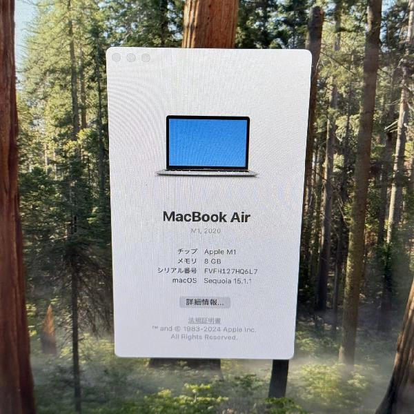 MacBook Air M1 2020 256GB MGN93J/A A2337 極美品 シルバー