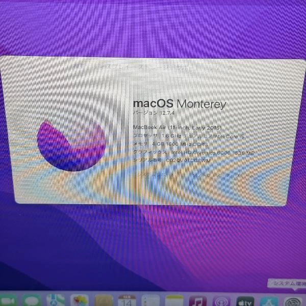 MacBook Air 11インチ Early 2015 128GB MJVM2J/A A1465 極美品 シルバー