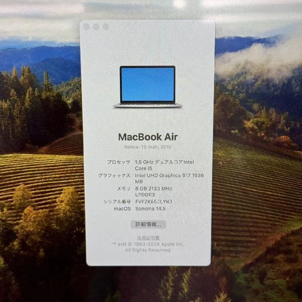 MacBook Air Retina 13インチ 2019 128GB MVFK2J/A A1932 極美品 シルバー