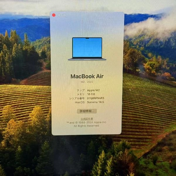 MacBook Air M2 2022 256GB A2681 極美品 No 商品カラー