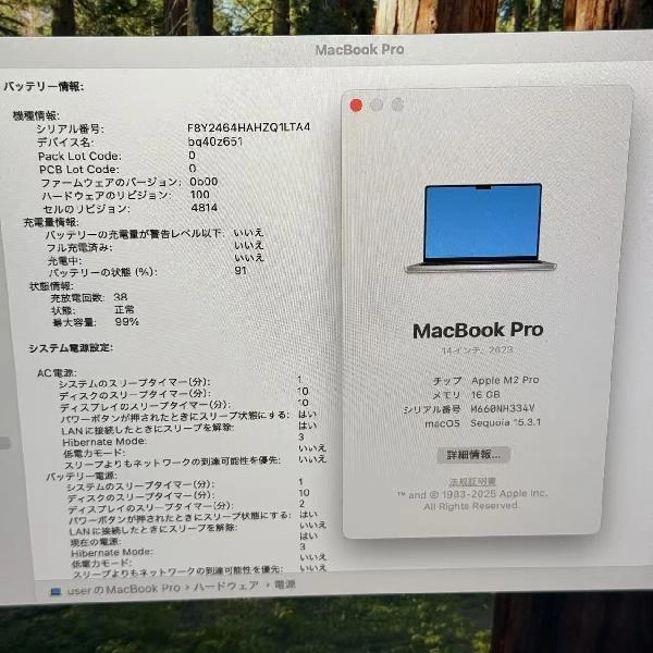 MacBook Pro 14インチ 2023 M2 Pro 16GB 512GB MPHH3J/A A2779 美品 シルバー