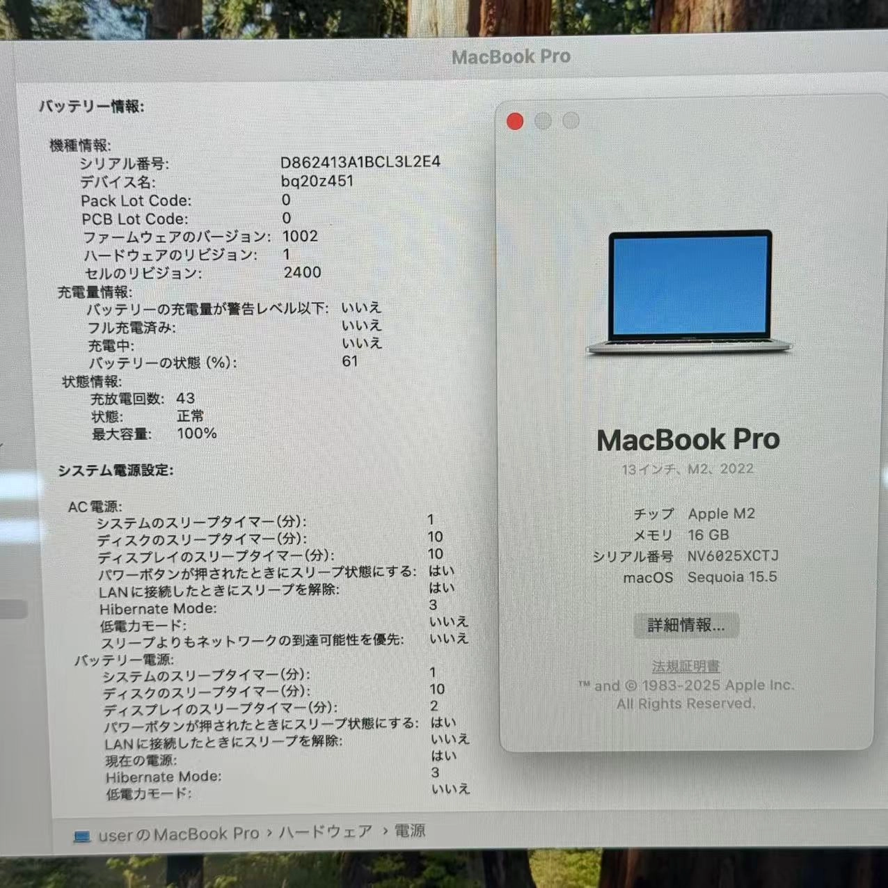 MacBook Pro 13インチ M2 2022 16GB/256GB 8CPU 10GPU シルバー A2338