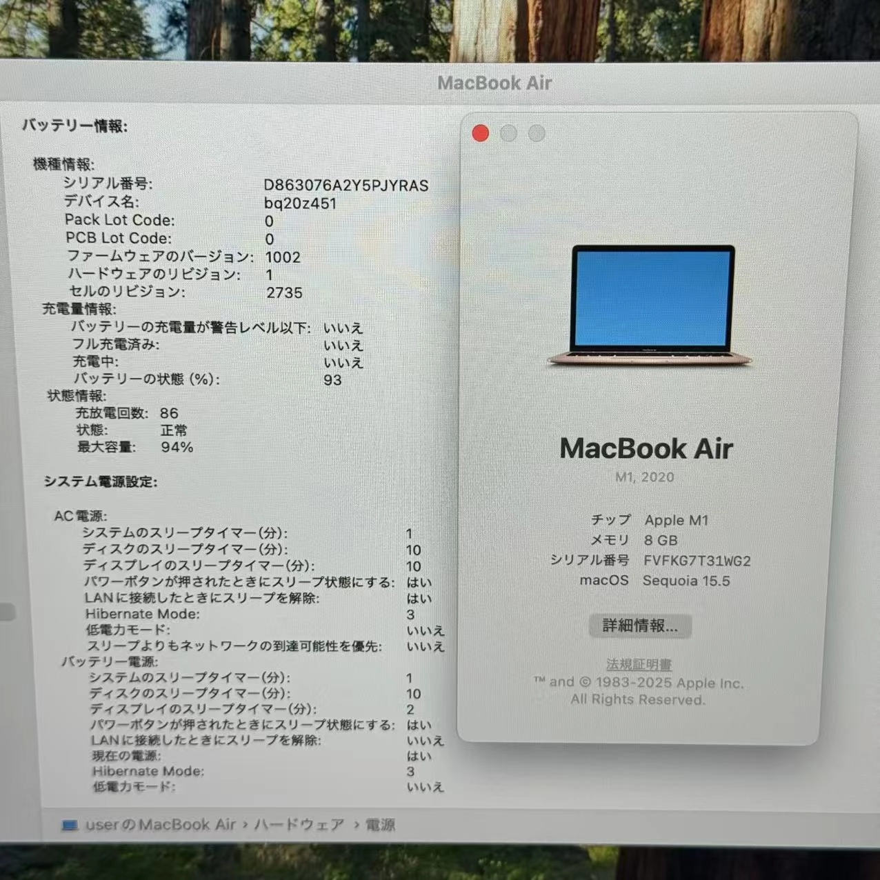 MacBook Air 13インチ Late2020 Apple M1 7GPU 8CPU 8GB/256GB ゴールド MGND3J/A 美品