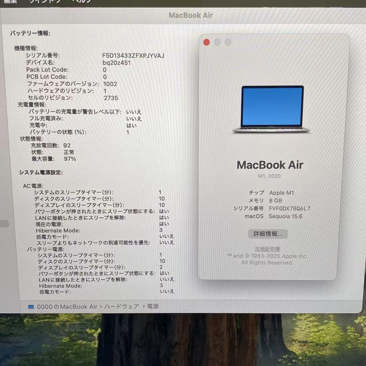 MacBook Air 13インチ Late2020 Apple M1 8GB/256GB シルバー A2337 ジャンク品