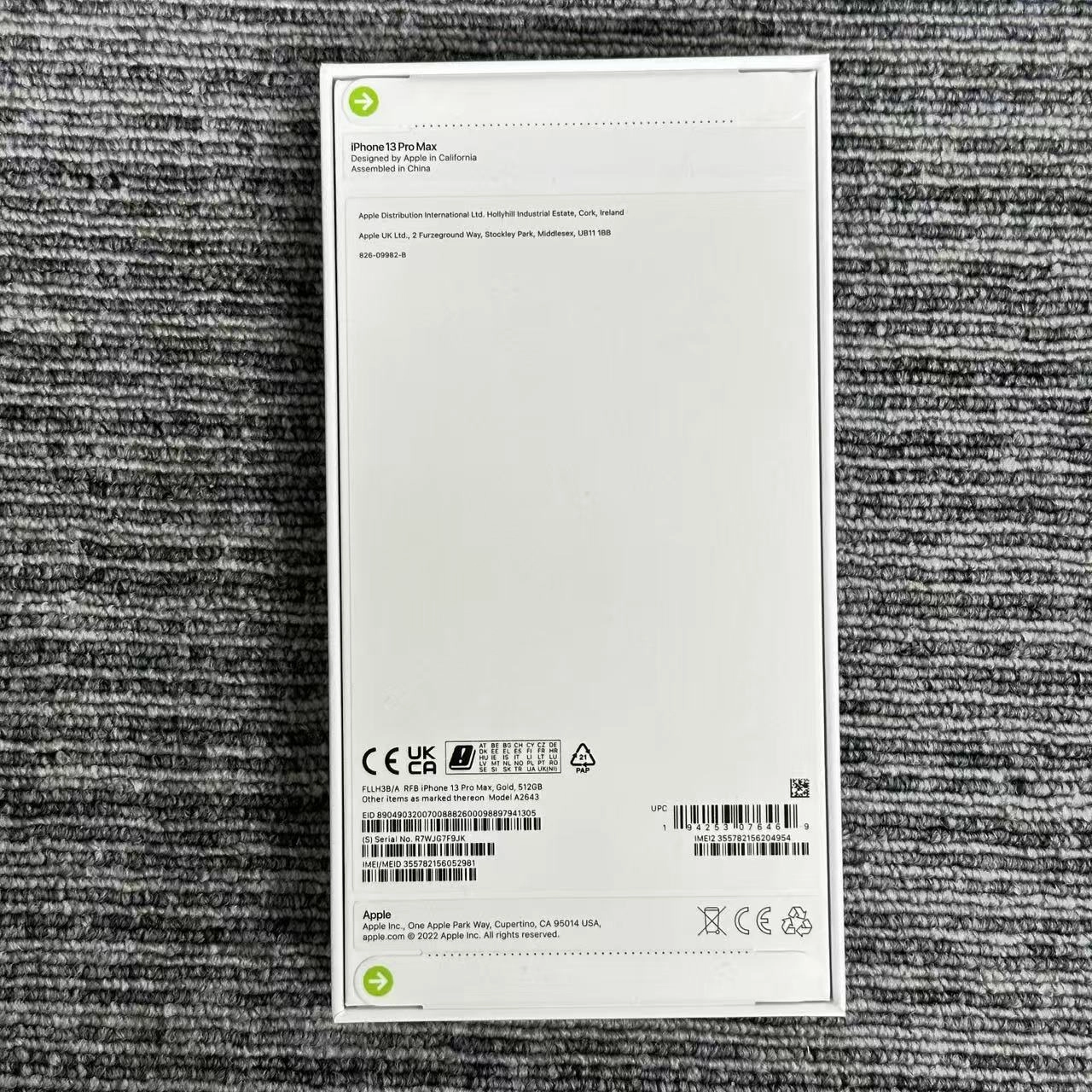 iPhone13 Pro Max 512GB ゴールド FLLH3B/A 海外版SIMフリー 未開封未使用品
