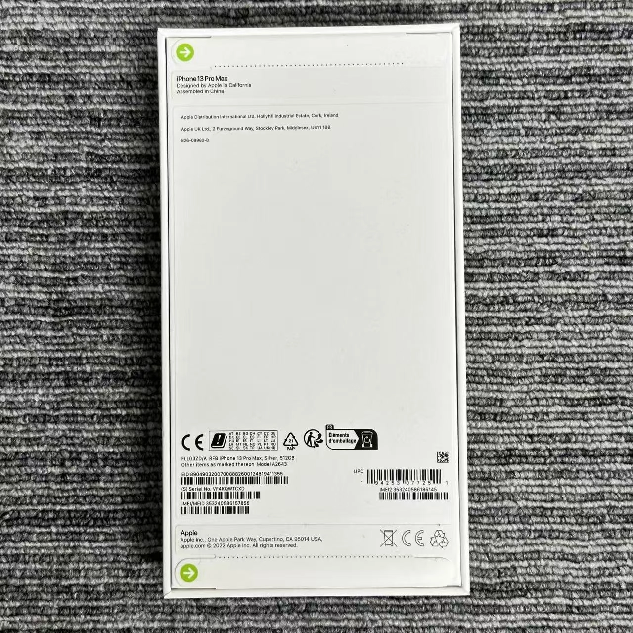 iPhone13 Pro Max 512GB シルバー FLLG3ZD/A 海外版SIMフリー 未開封未使用品